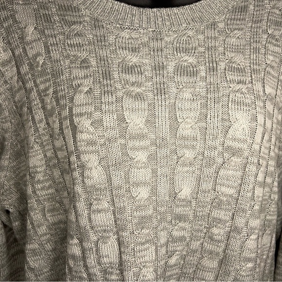 LARGE H&M DIVIDED GREY CABLE KNIT SWEATER WOMENS ACRYLIC ACADEMIA LONG SLEEVE - Picture 6 of 12